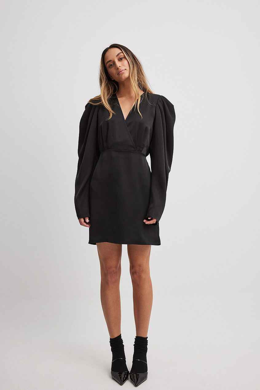 Na-kd Satin Gathered Shoulder Mini Dress