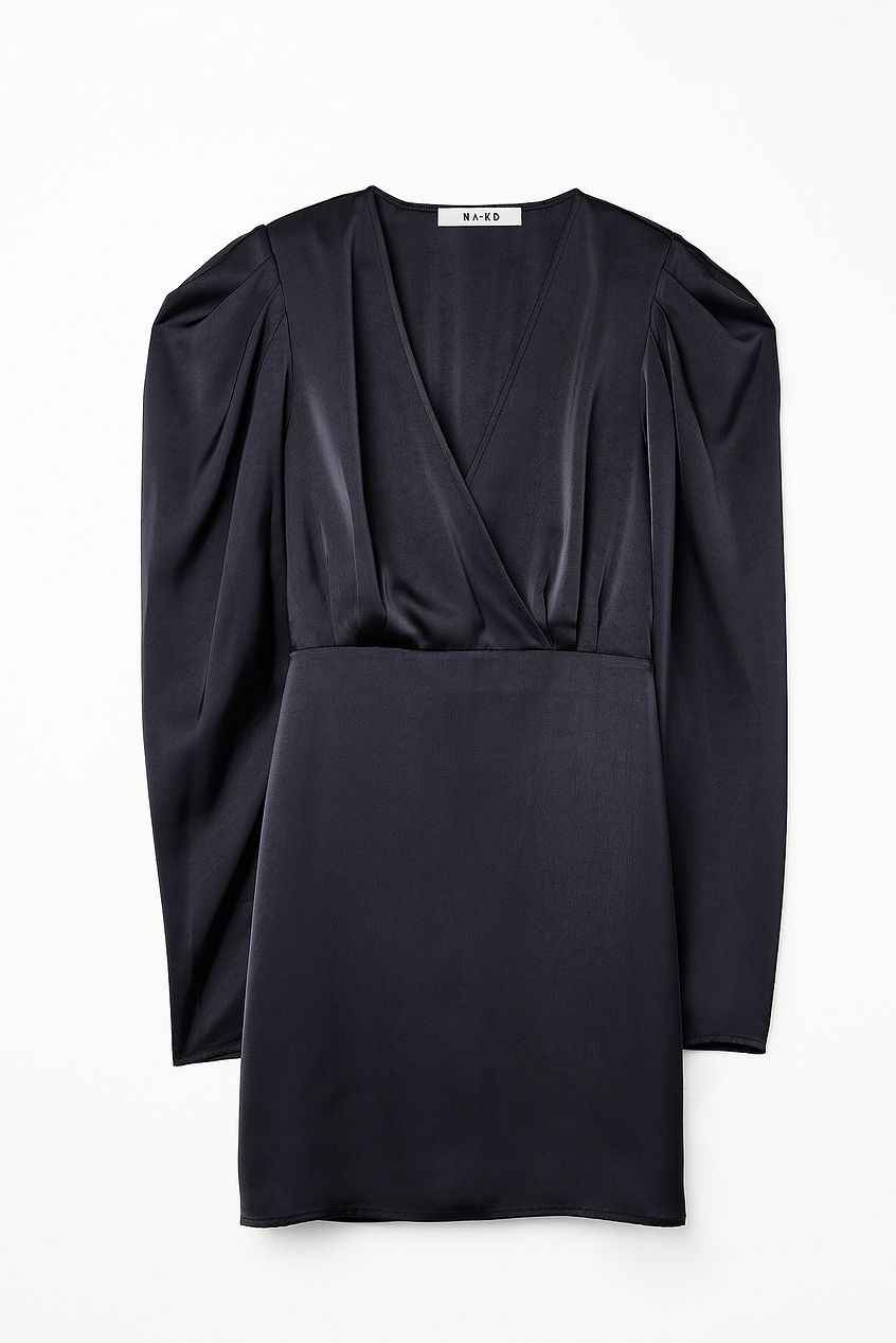 Na-kd Satin Gathered Shoulder Mini Dress