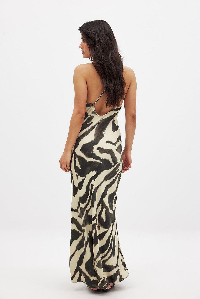 NA-KD - Satin Slip Dress Zebra