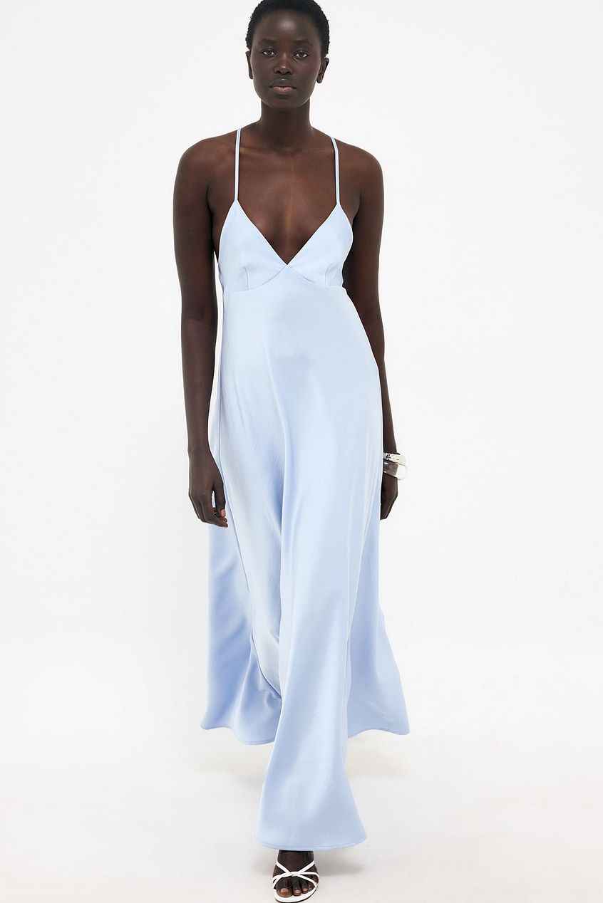 Na-kd Satin Tie Back Volume Dress