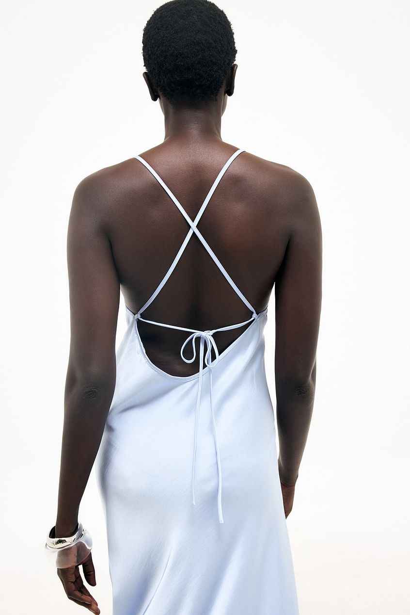 Na-kd Satin Tie Back Volume Dress