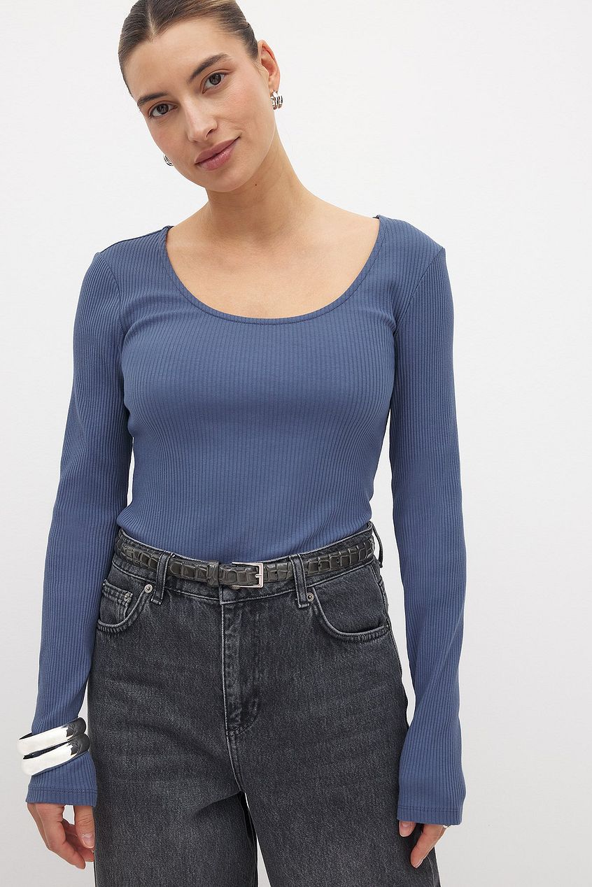 Na-kd Scoop Neck Ribbed Top