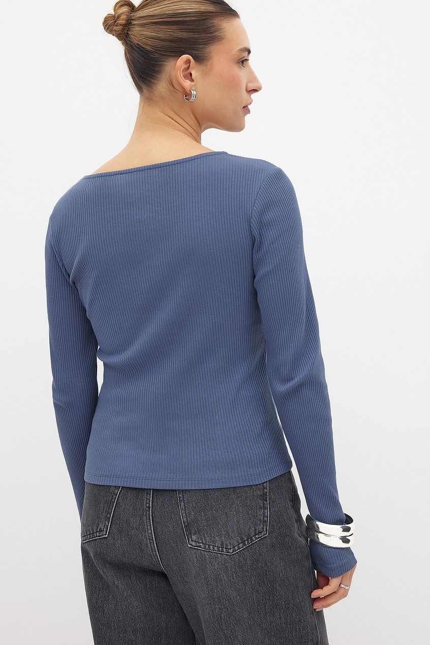 Na-kd Scoop Neck Ribbed Top