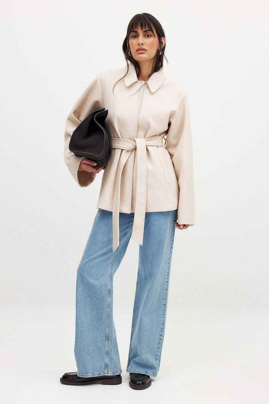 Na-kd - Seam Detail Belted Short Coat