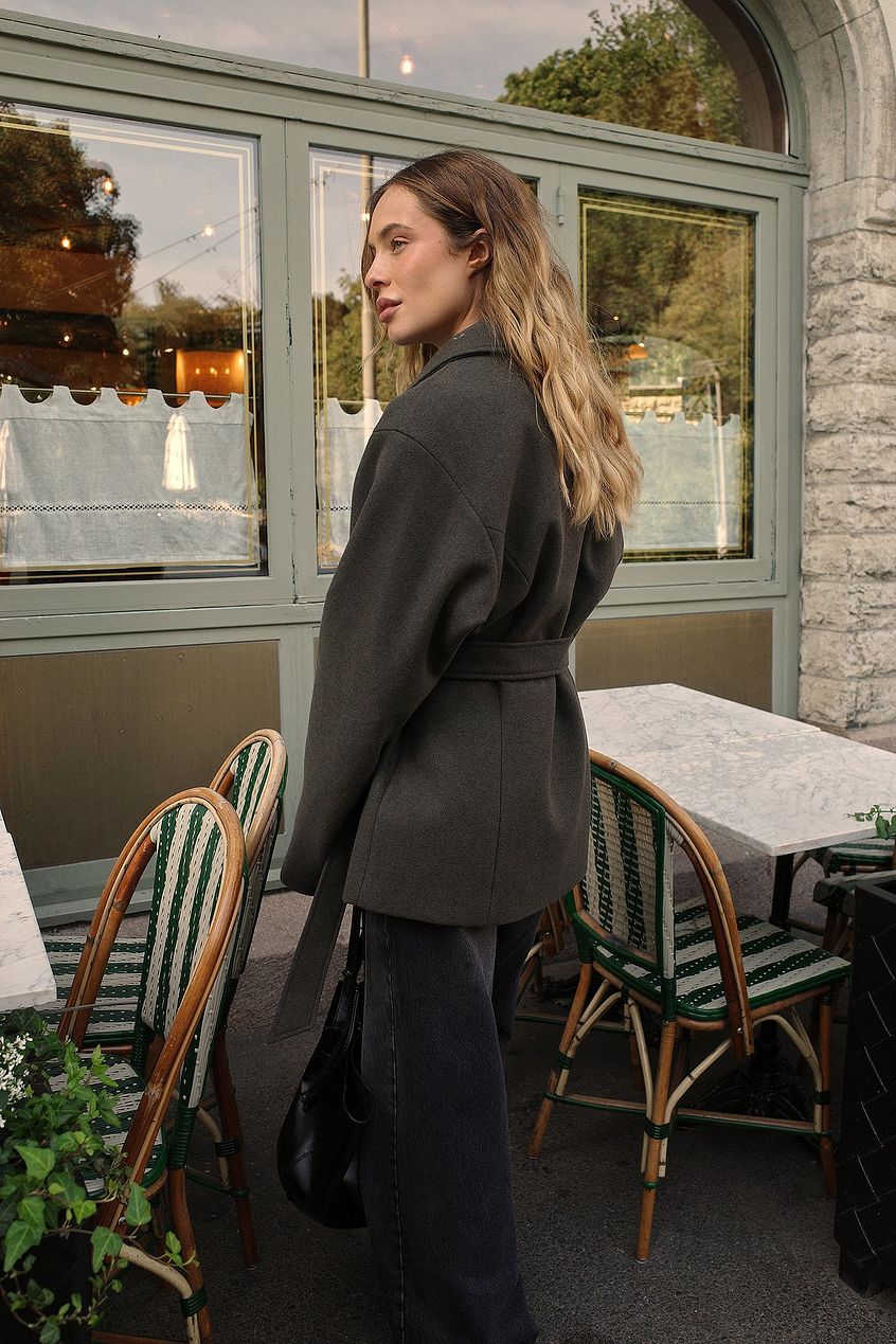 Na-kd Seam Detail Belted Short Coat