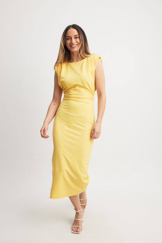 Sharp Shoulder Midi Dress