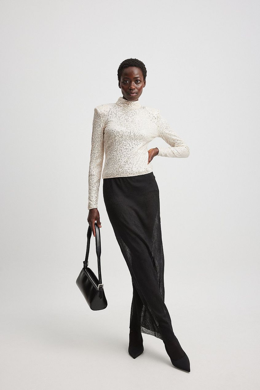 Sharp Shoulder Sequin Top