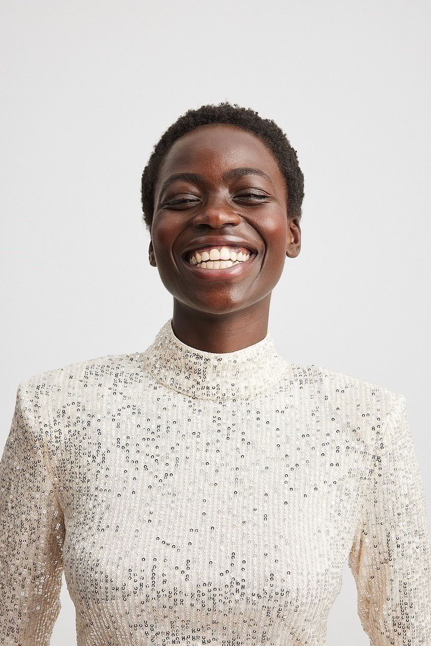 Sharp Shoulder Sequin Top