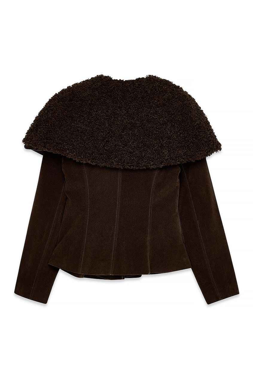 Na-kd Shearling Collar Faux Suede Jacket
