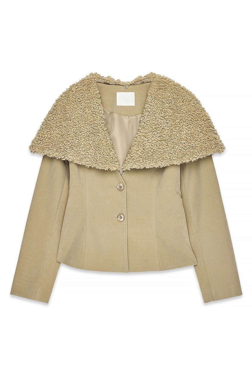 Na-kd Shearling Collar Faux Suede Jacket