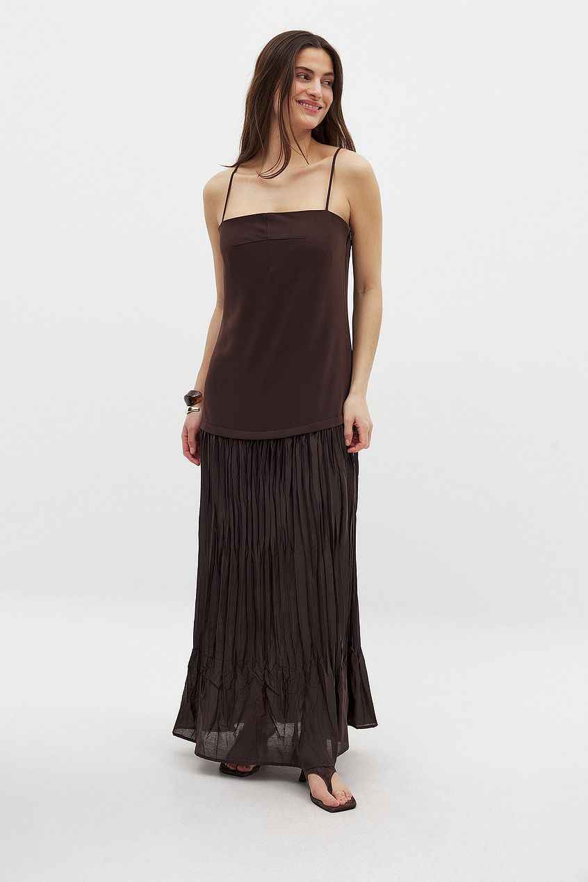 Na-kd Sheer Plisse Skirt Slip Dress