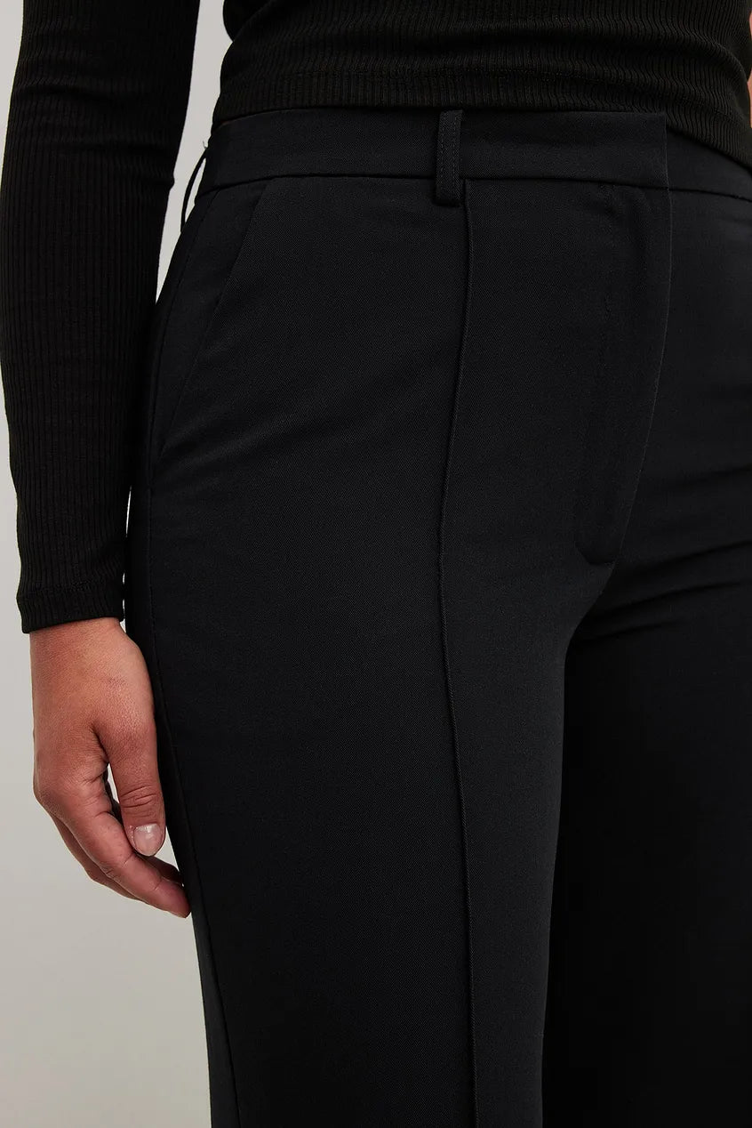 Side Slit Tailored Pants Black
