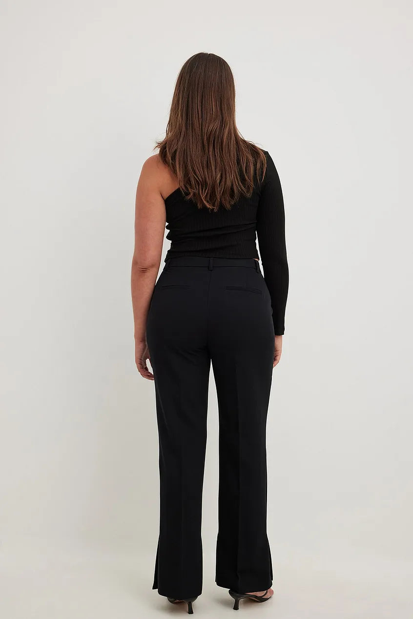 Side Slit Tailored Pants Black
