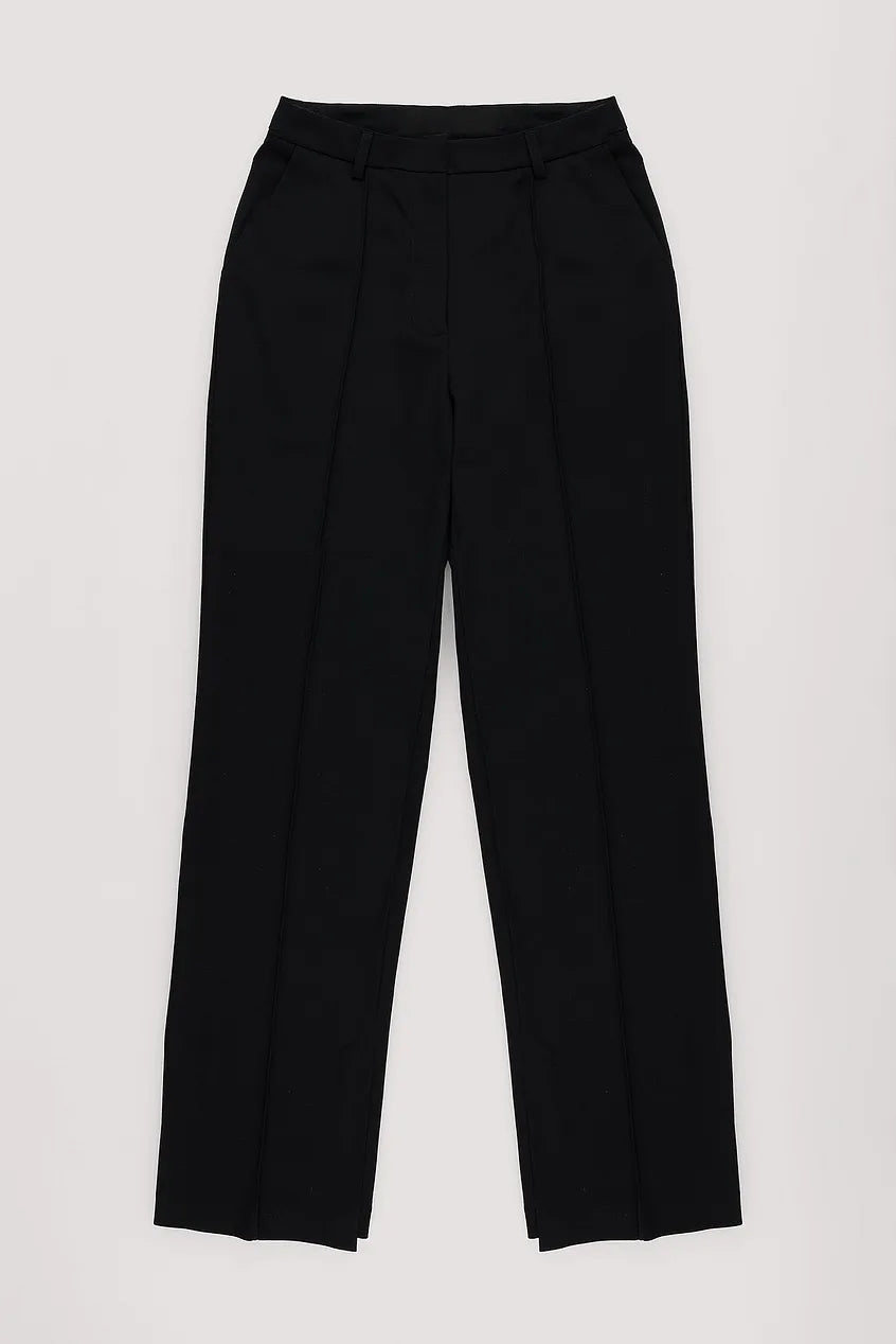 Side Slit Tailored Pants Black