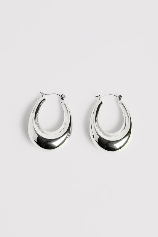 Silver Plated Oval Earrings Silver
