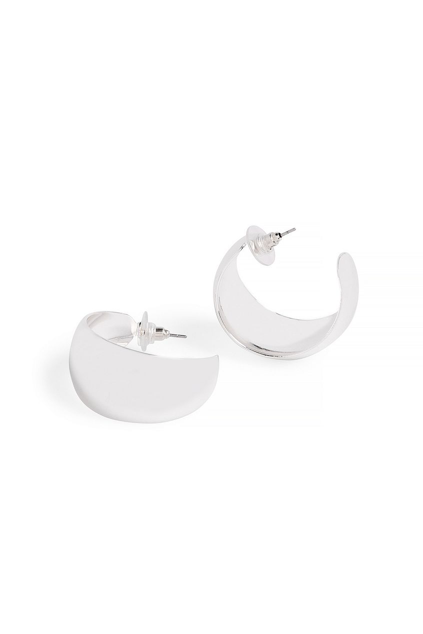Silver Plated Plain Wide Hoops