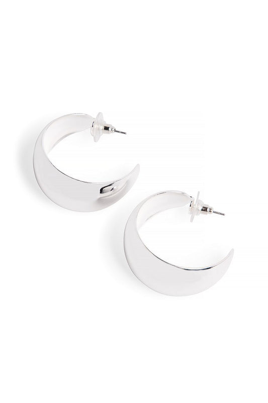 Silver Plated Plain Wide Hoops