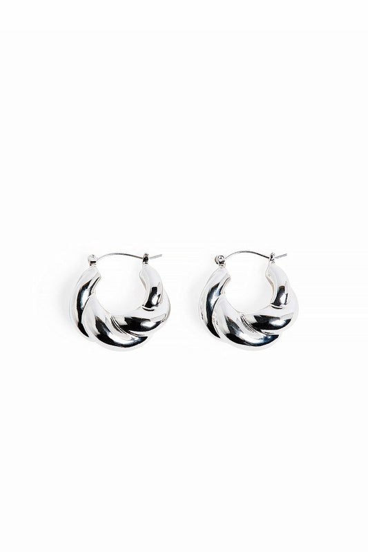 Silver Plated Twisted Chubby Hoops