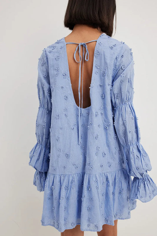 Sleeve Detail Deep Back Dress