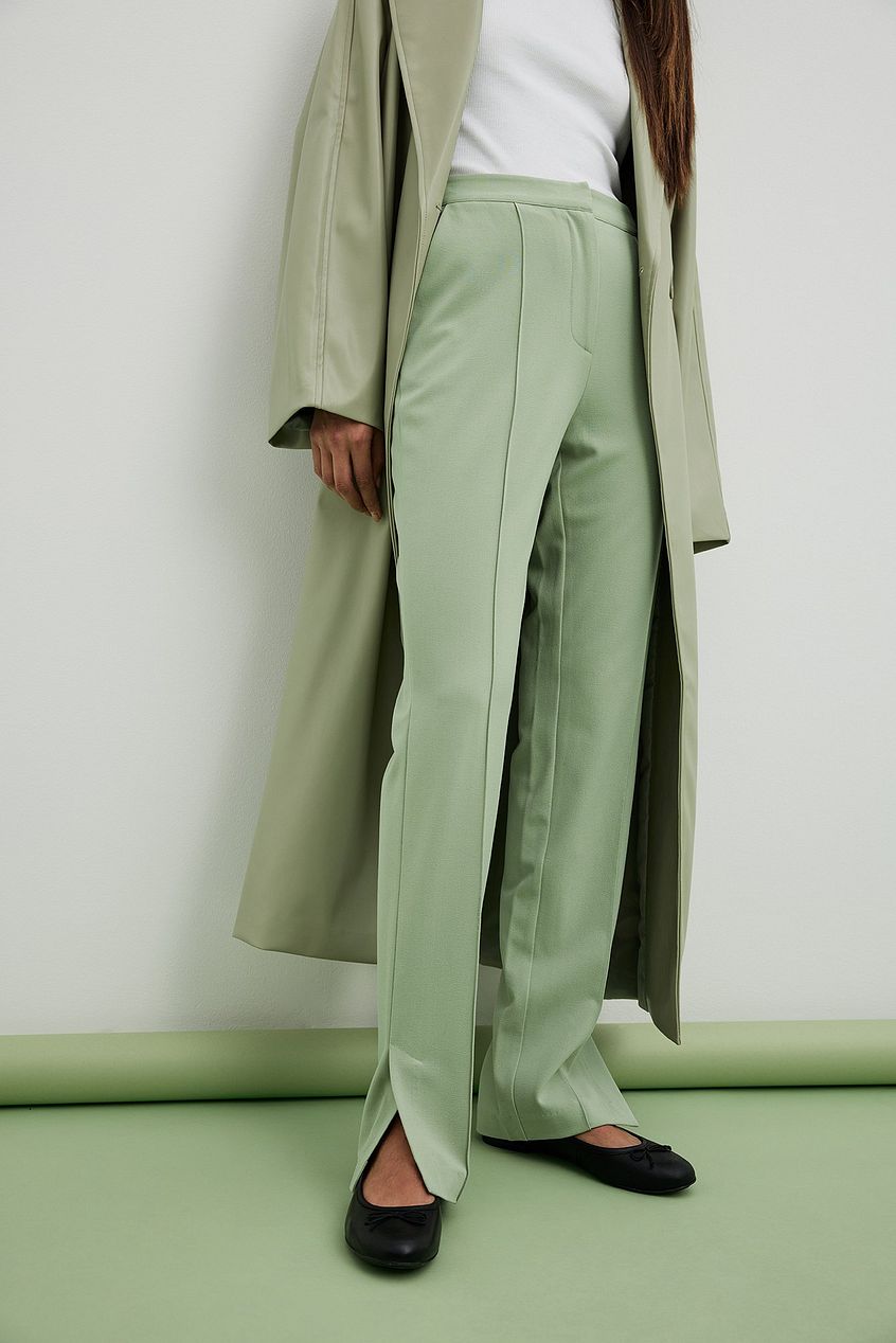 Slim Straight Slit Detail Suit Pants