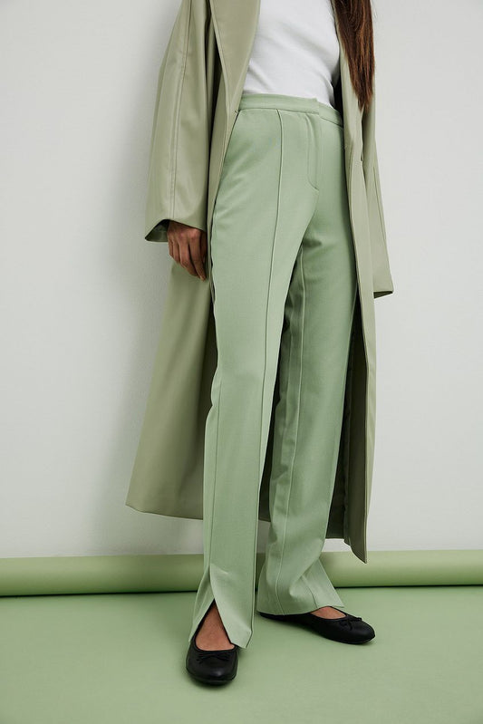 Slim Straight Slit Detail Suit Pants