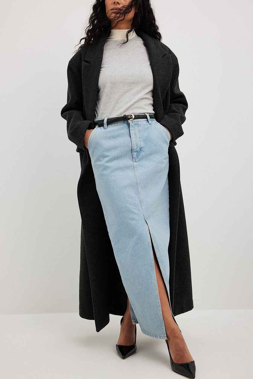 Na-kd - Slit Detailed Maxi Denim Skirt