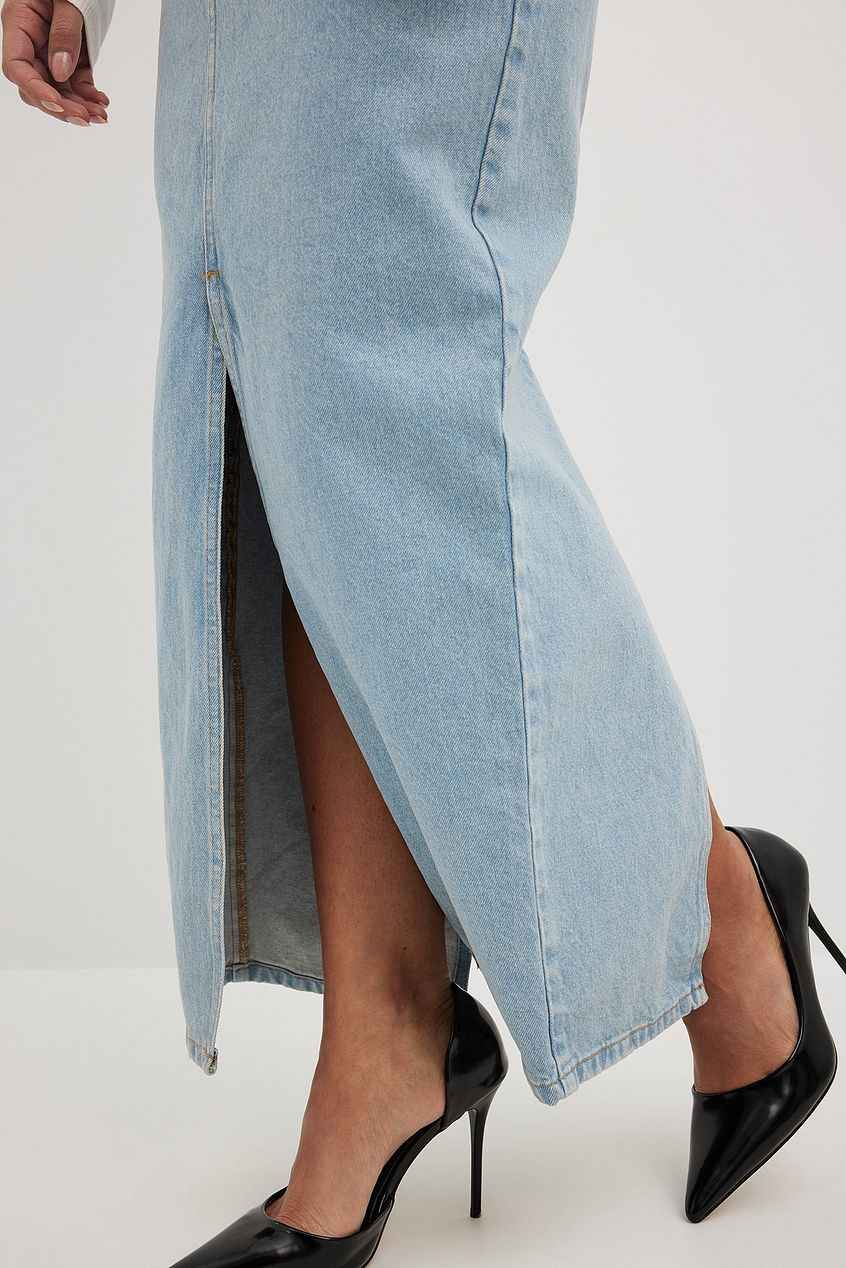 Na-kd - Slit Detailed Maxi Denim Skirt