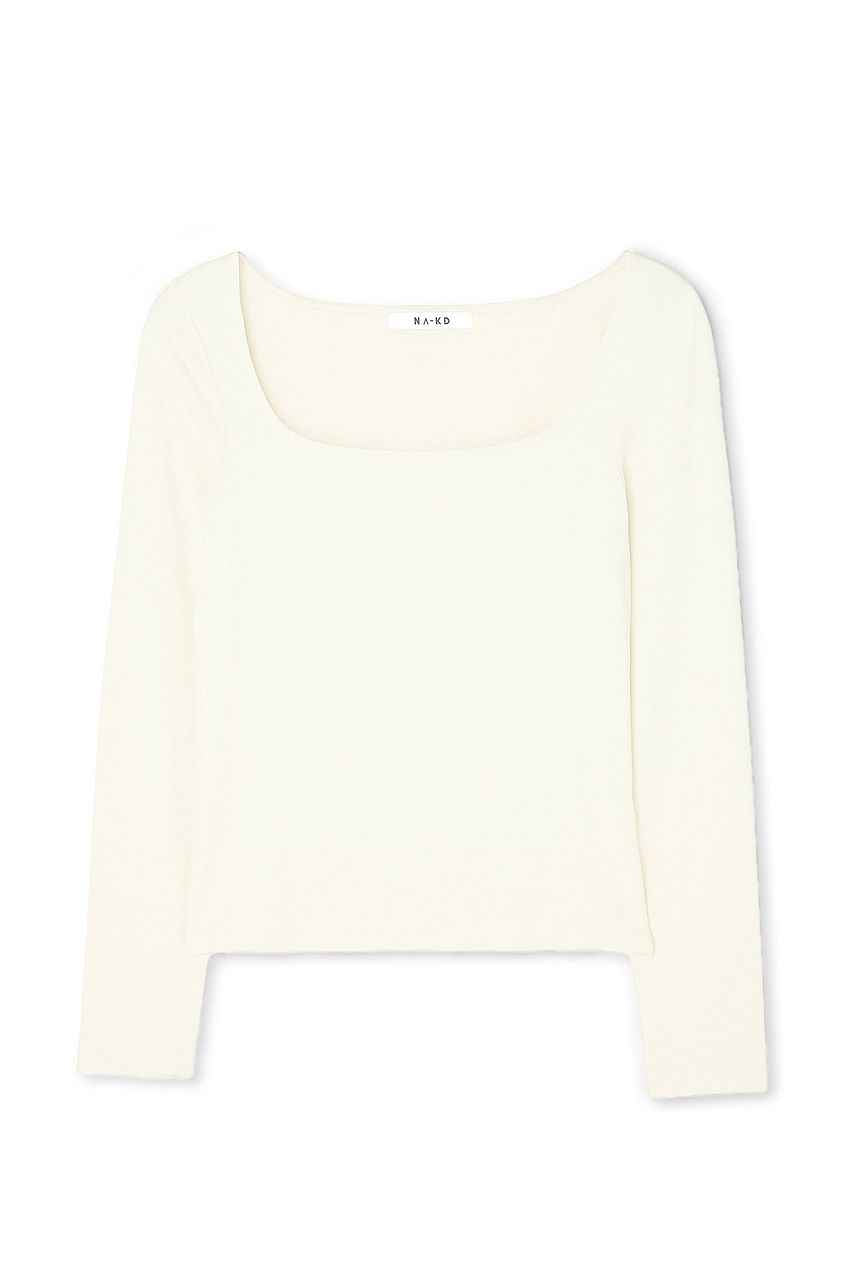 Na-kd - Soft Line Scoop Neck Long Sleeve Top