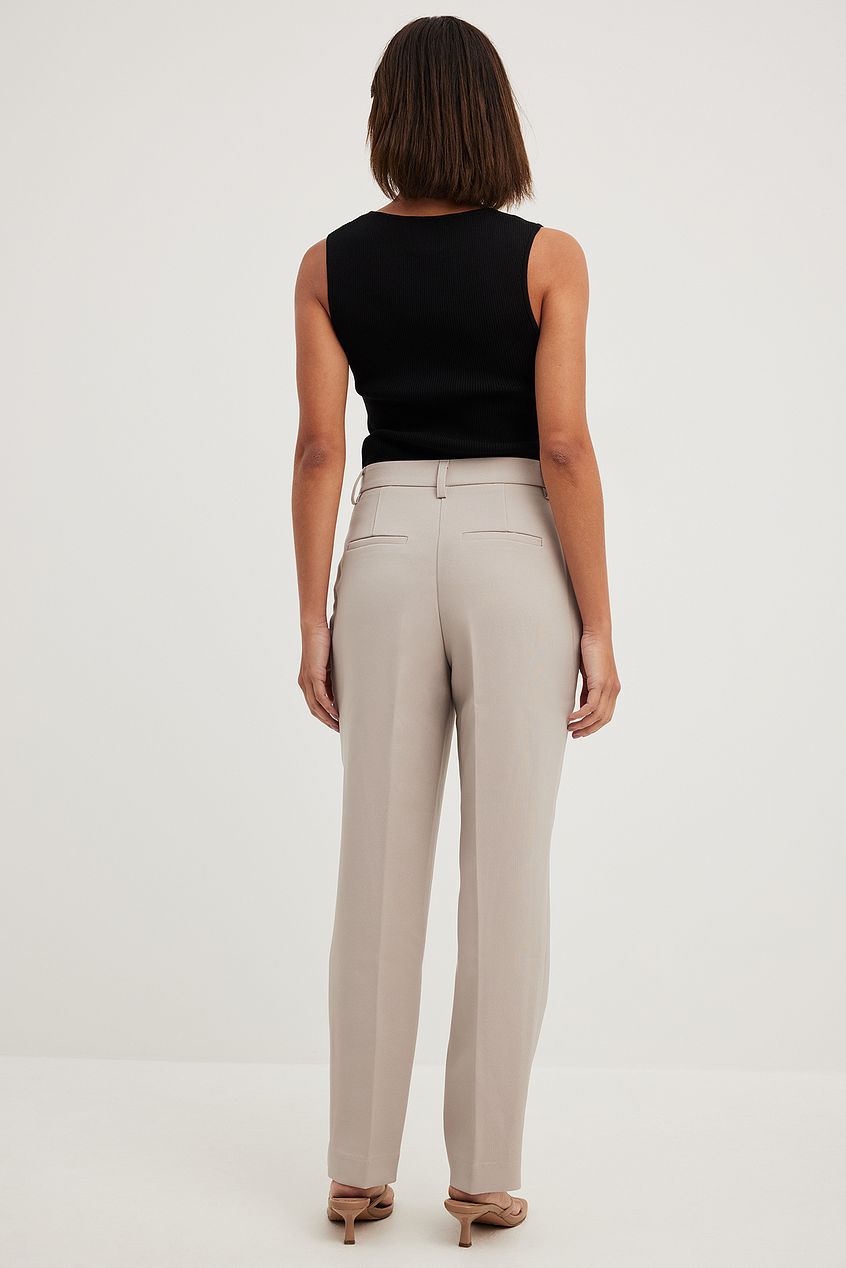 Straight Mid Waist Suit Pants