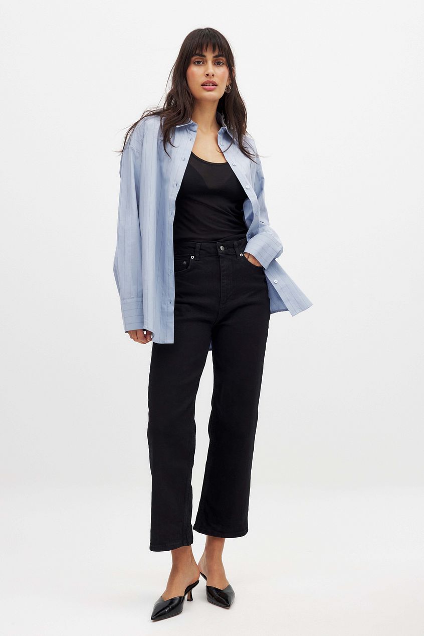 Straight High Waist Cropped Jeans