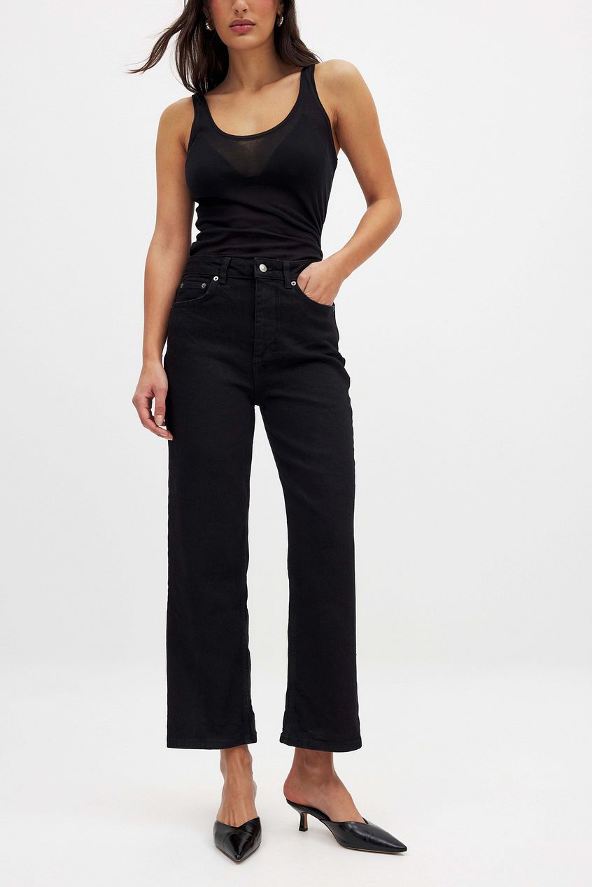 Straight High Waist Cropped Jeans