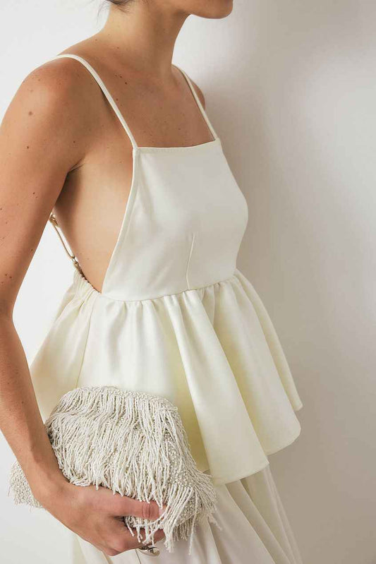 Na-kd Strap Open Back Peplum Top