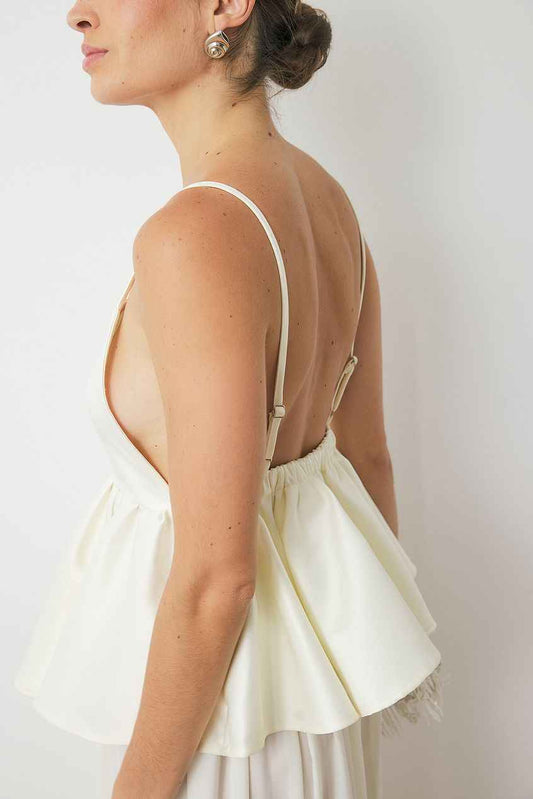 Na-kd Strap Open Back Peplum Top