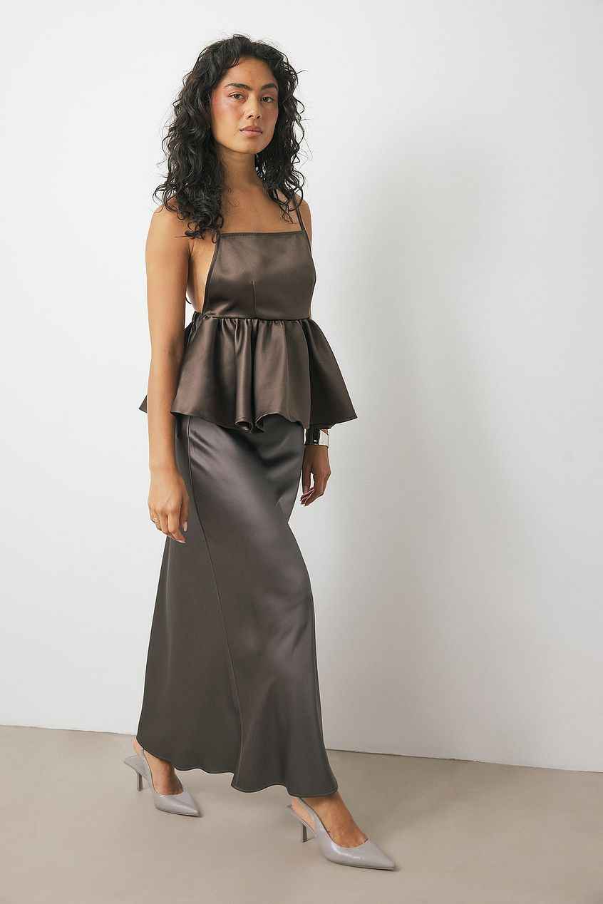 Na-kd Strap Open Back Peplum Top
