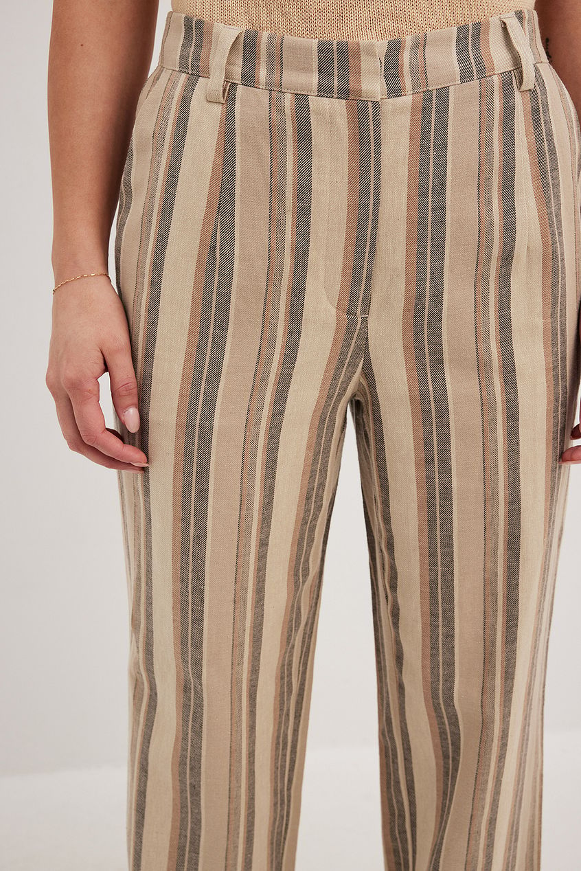 Striped Mid Waist Suit Pants