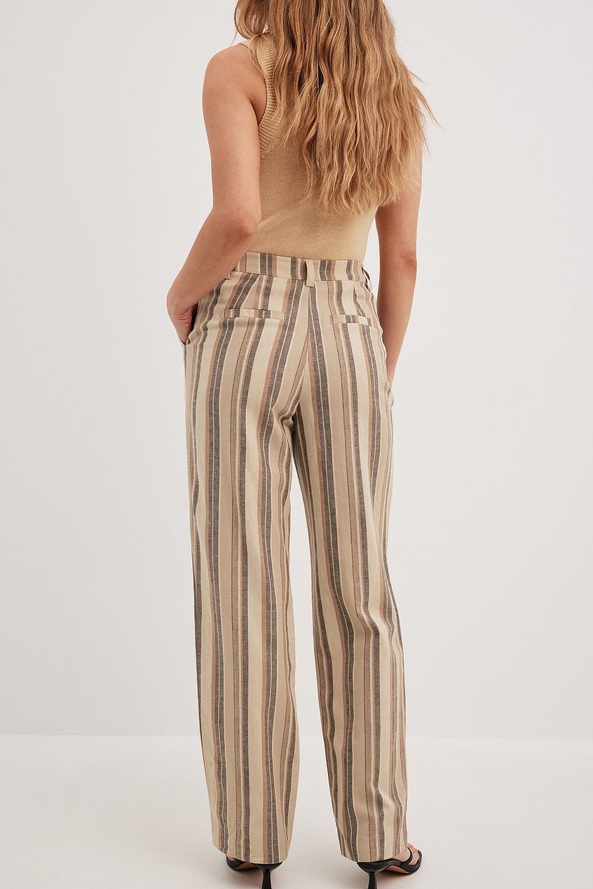 Striped Mid Waist Suit Pants