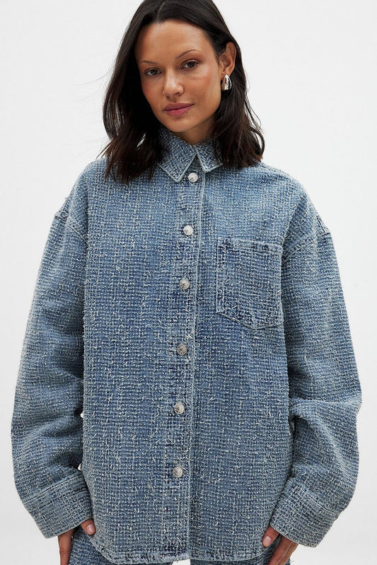 Na-kd Structured Detail Denim Shirt