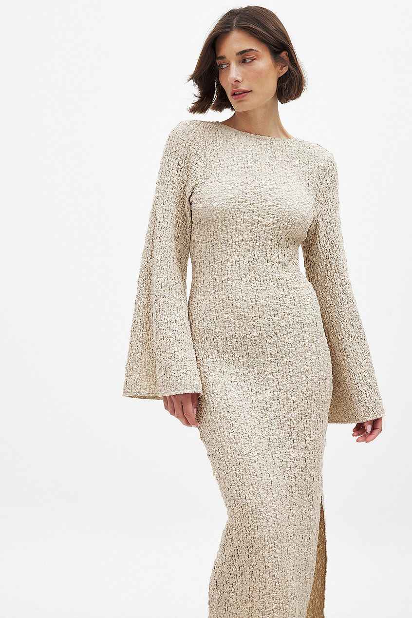 Na-kd Structured Open Back Midi Dress