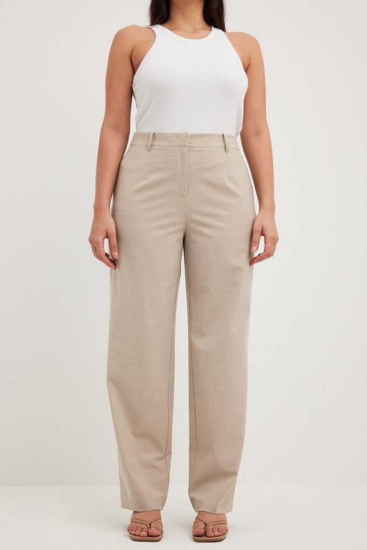 Structured Straight Leg Mid Waist Pants