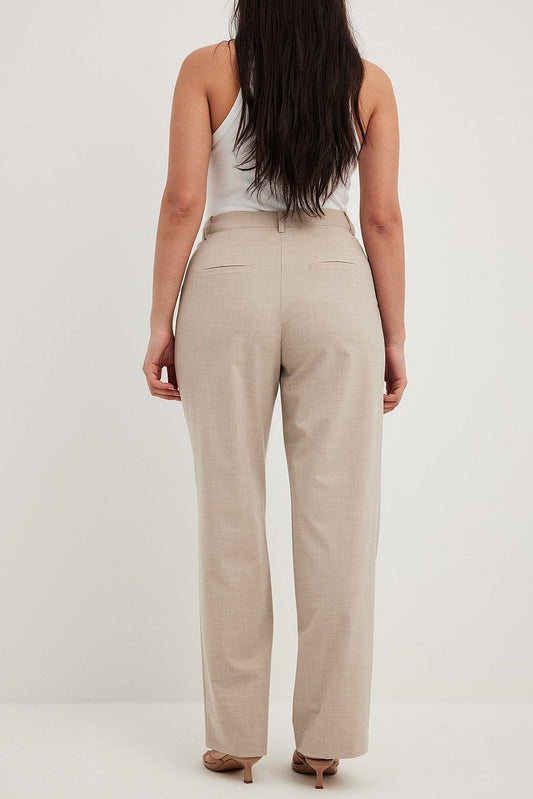 Structured Straight Leg Mid Waist Pants
