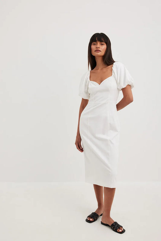 Sweetheart Neckline Midi Dress