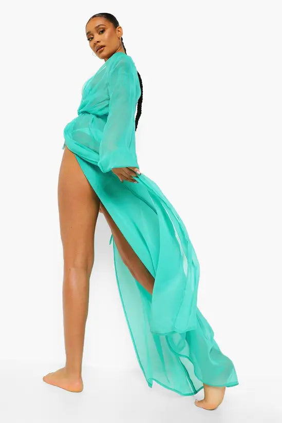 boohoo Essentials Chiffon Maxi Beach Kimono