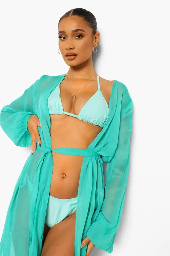 boohoo Essentials Chiffon Maxi Beach Kimono