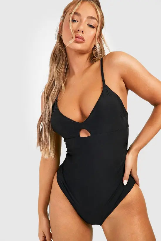 boohoo Control Plunge Key Hole Swimsuit