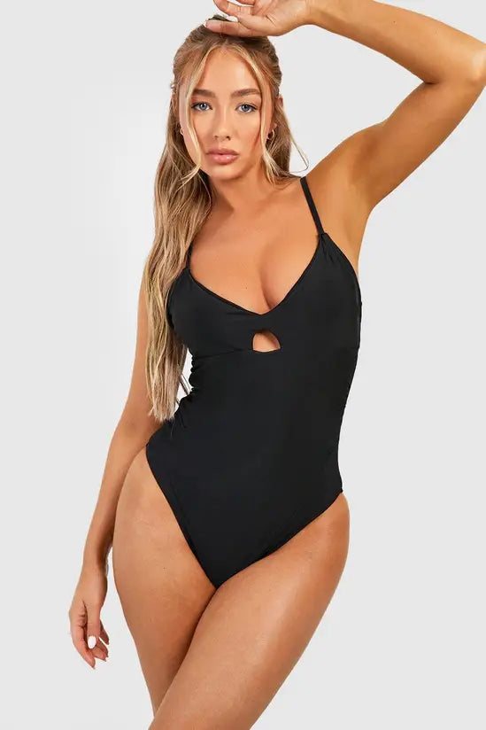 boohoo Control Plunge Key Hole Swimsuit