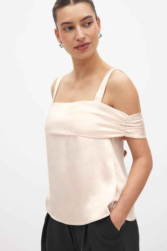 Na-kd Tie Back Satin Off Shoulder Top