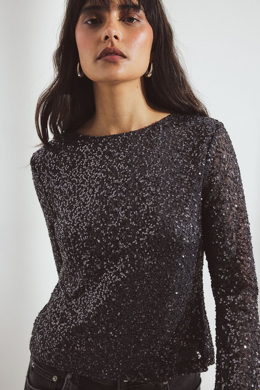 Na-kd Tie Back Sequin Top