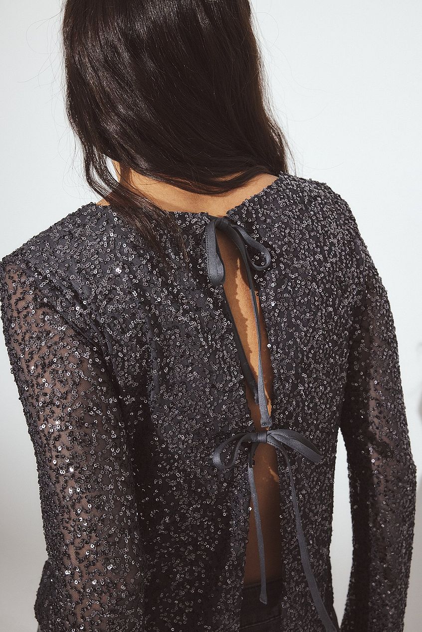Na-kd Tie Back Sequin Top