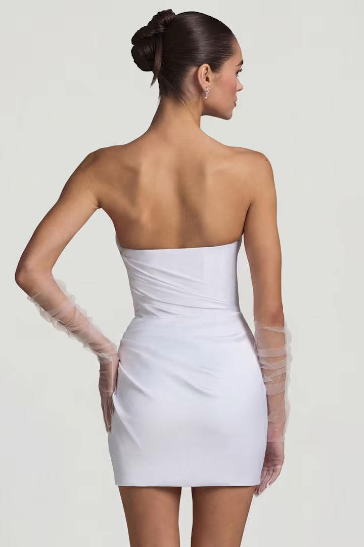 Ohpolly - Ruched Corset Mini Dress in White