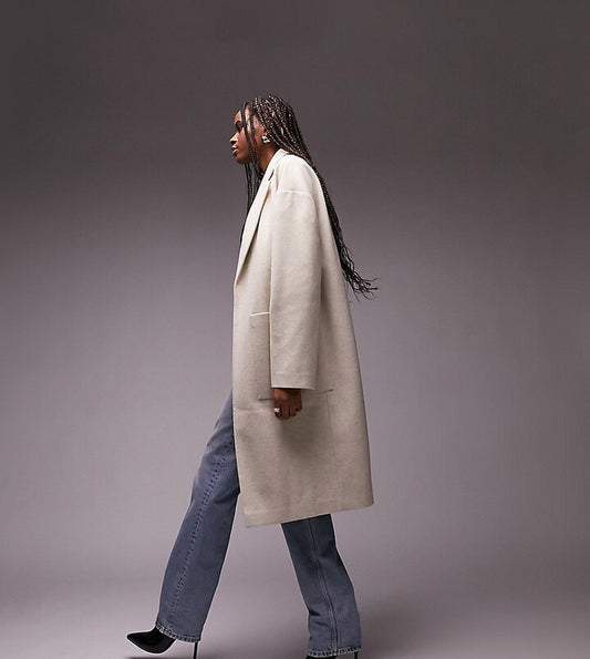 Top Shop Petite clean chuck on coat in oat